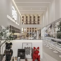 Stylish Modern Milk Tea Shop Interior Featuring Counter Shelves Green Plants And Wall Decor