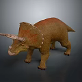 Realistic Triceratops 3D Model With Brown Orange Body Horned Dinosaur Detailed Textured Skin Standing Pose