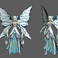 Game Fantasy Female Character With White Blue Outfit Long Hair And Elegant Butterfly Wings