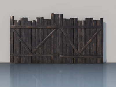 Double Wooden Swing Doors With Dark Brown Cross Panel Design For Interior 3d model