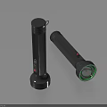 Practical Black Flashlights Standing And Lying With Green Light Head Red Button For Daily Use 3d model