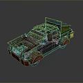 Custom Modified Pickup Truck With Colorful Paint Roof Rack And Front Lights