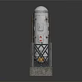 Detailed White Dome Tower Structure With Metal Framework And Stone Base