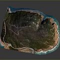 Natural Island Landscape With Green Mountain Vegetation And Blue Coastal Waters