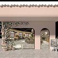 Cute Pastel Pink Flower Shop Exterior With Climbing Floral Decorations And Cozy Bright Romantic Interior