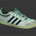 Vintage White Athletic Shoes With Black Stripes Beige Laces And Cream Sole