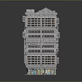 Multi Storey Commercial Building With Red Signage Multiple Windows And Shop Fronts