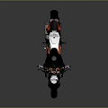 Modern Sporty Black White Orange Motorcycle With Gold Forks And Sleek Design