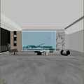 Modern Minimalist Living Room Interior With Sofa Coffee Tables And Marble Wall