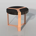Modern Side Table With Round Dark Wood Top Cross Pattern And Copper Metal Legs 3d model