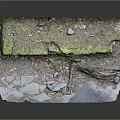 Moss Covered Stone Slab With Dirt And Exposed Tree Roots On Ground 3d model