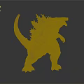 Brown Scaly Monster Creature With Spikes On Back And Open Mouth Standing On Gray Background