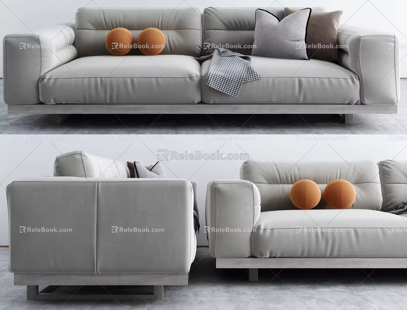 Modern double sofa multiplayer sofa 3d model