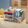 Metal Mesh Storage Organizer Keeping Desk Neat with Stationery Books and Supplies