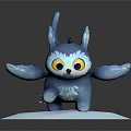 Cute Blue 3D Game and Movie Character with Large Yellow Eyes White Belly and Wings
