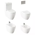 Modern White Toilet and Bidet Set for Contemporary Bathroom Design