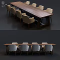 Modern Wooden Dining Table With Light Colored Chairs For Dining Space 3d model