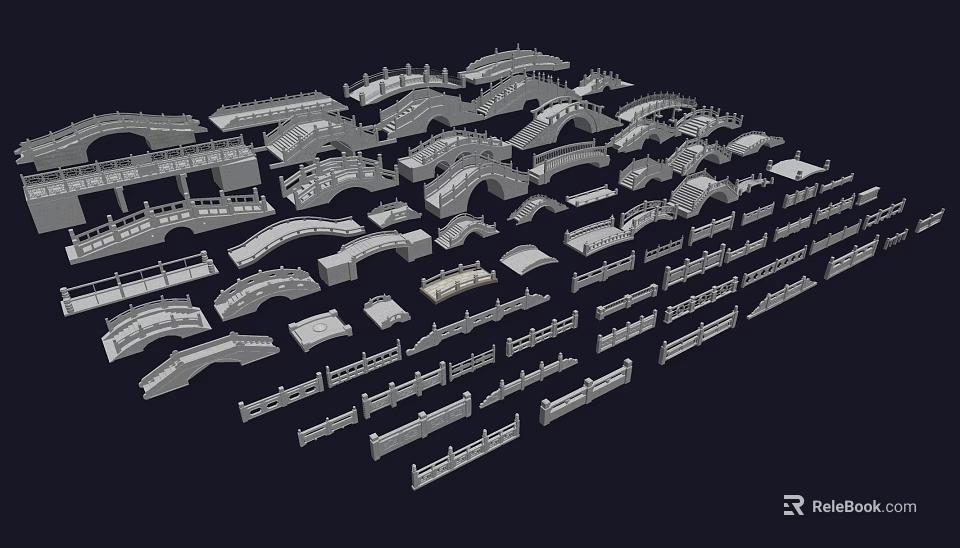 Various Landscape Bridge Designs Showcasing Different Architectural Styles And Structures 3d model