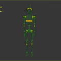 Mechanical Robot Character With Yellow Black Color Slender Limbs Antenna Head And Metallic Texture
