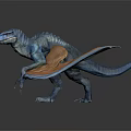 Blue Pterosaur Dinosaur 3D Model With Brown Wings And Sharp Claws