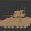 3D Rendered Bronze Armored Military Vehicle With Tracked Chassis Antennas And Turret Structure