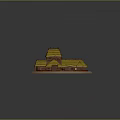 Traditional Village Model With Thatched Roofs Wooden Structures Circular Base And Enclosure