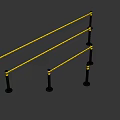 Sturdy Black Posts With Yellow Caution Tape For Safety Isolating Construction Area 3d model