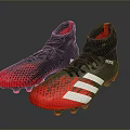 Adidas Red And Black Football Boots With White Stripes High Top Design