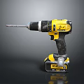 Yellow And Black Cordless Drill With Ergonomic Handle And KR Rechargeable Battery
