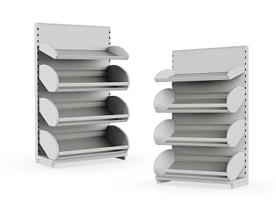 Modern Metal Display Shelves With Curved Tiers And Gray Finish For Retail 3d model