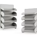 Modern Metal Display Shelves With Curved Tiers And Gray Finish For Retail