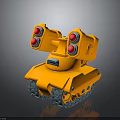 Orange Toy Military Tank with Dual Cannons Red Lights and Tracked Design