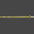 Japanese Katana Weapon With Golden Scabbard White Wrapped Handle And Ornate Details