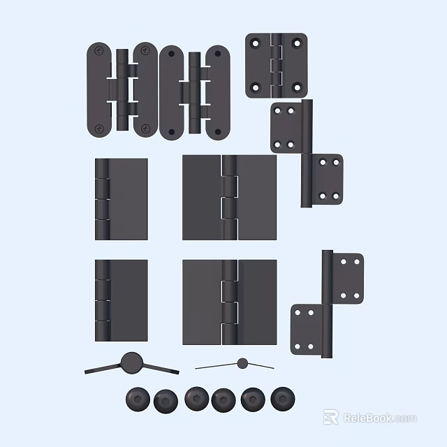 Different Types of Metal Hinges and Hardware Fittings for Furniture 3d model 