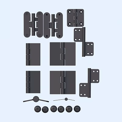 Different Types of Metal Hinges and Hardware Fittings for Furniture 3d model