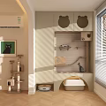 Modern Cat Tree With Cat Face Shaped Cabinets And Sunlit Indoor Space For Cats