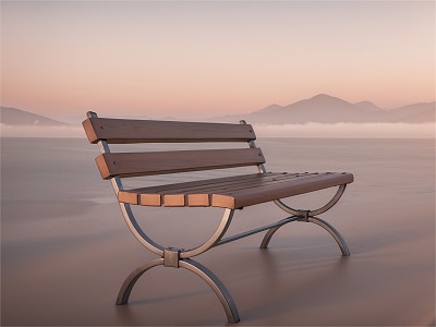 Wood garden bench 3d model