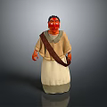 Man In Traditional Attire With Beige Tunic White Skirt And Brown Sash Design