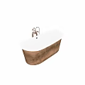 Elegant Copper Bathtub Featuring Vintage Texture White Top Rivets and Copper Faucet