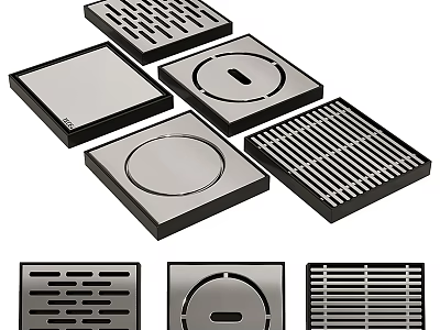 Bathroom Accessories Functional Various Design Square Round Stainless Steel Floor Drains 3d model