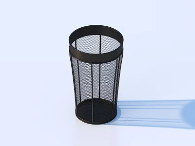 Stylish Black Metal Mesh Trash Can with Modern Design for Home Daily Use 3d model