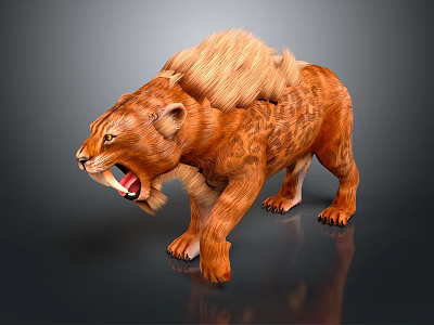 3D Lion Character With Fluffy Mane Roaring In Realistic Detailed Pose 3d model