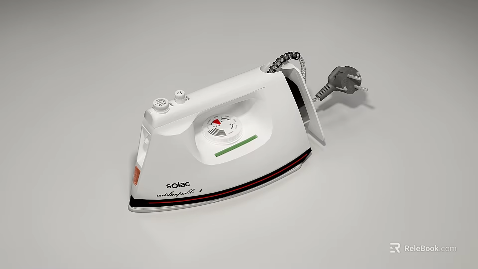 Solec White Household Electric Iron With Temperature Control Dial And Ergonomic Design 3d model 