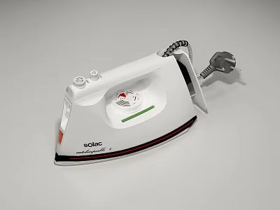 Solec White Household Electric Iron With Temperature Control Dial And Ergonomic Design 3d model