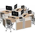 Modular Office Desk Cubicles With Ergonomic Chairs Computer Monitors And Organized Workspace 3d model