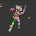 Animated Game Character With Pink White Fur And Fox Like Features Throwing Objects Playful Pose