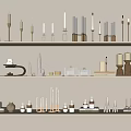 Stylish Candle Holders With Various Designs Displayed On Home Decor Shelves