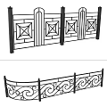 Decorative Metal Fence Designs with Circular Patterns Wavy Lines and Square Motifs and Ornate Posts