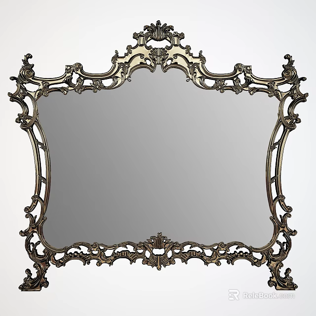 Ornate Classic Mirror With Intricate Carved Frame And Elegant Decorative Details 3d model 