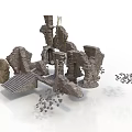Detailed Ancient Stone Ruins Structure With Stone Columns Steps And Scattered Blocks 3d model